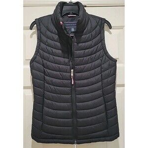 Tommy Hilfiger Men’s Puffer Vest Black Lightweight Full Zip EUC Small
